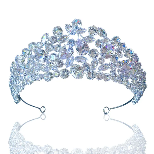 Elegant Silver Rhinestone Zircon Wedding Bridal Hair Accessories Tiara 2022