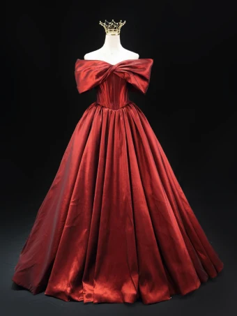 Elegant Burgundy Prom Dresses 2024 Ball Gown Off The Shoulder Short Sleeve Backless Floor Length Long Prom Formal Dresses