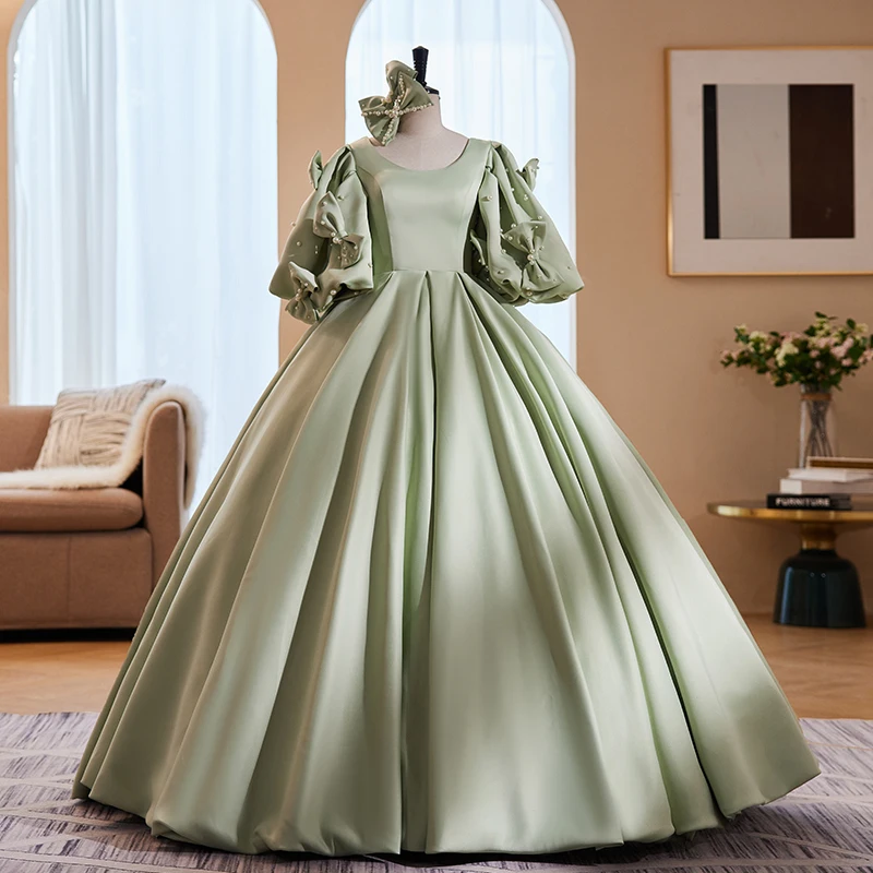 green emerald velvet dress Beautiful Prom Dress Pale Sage Green tulle With Handmade Fowers Long F –  Siaoryne