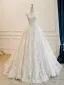 Luxury / Gorgeous White Beading Pearl Sequins Lace Flower Wedding Dresses 2026 Ball Gown Strapless Sleeveless Backless Floor-Length / Long