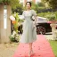 Chic / Beautiful Sage Green Lace Flower Bridesmaid Dresses 2022 A-Line / Princess Short Sleeve Backless Tea-length Bridesmaid Dresses