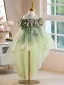 Chic / Belle Vert Cendré Perle Volants Asymétrique Anniversaire Robe Ceremonie Fille 2025 Robe Boule Encolure Dégagée Manches Courtes