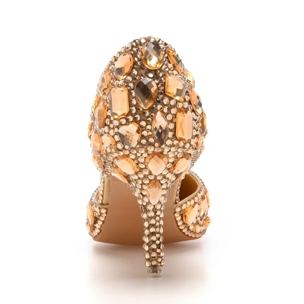 Cendrillon Argenté Cristal Chaussure De Mariée 2023 7 cm Mariage Talons Aiguilles À Bout Pointu Chaussure De Mariée Talons Hauts