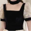 Bling Bling Black Sequins Prom Dresses 2024 A-Line / Princess Square Neckline Short Sleeve Backless Floor-Length / Long Prom Formal Dresses