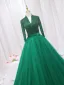Vintage / Retro Purple Beading Sequins Prom Dresses 2024 Ball Gown High Neck Long Sleeve Backless Floor-Length / Long Prom Formal Dresses