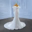 Luxury / Gorgeous White Handmade  Beading Pearl Wedding Dresses 2023 Trumpet / Mermaid Off-The-Shoulder Long Sleeve Backless Floor-Length / Long Wedding