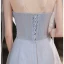Chic / Belle Gris de retour Paillettes Robe De Graduation 2023 Princesse Bretelles Spaghetti Noeud Sans Manches Dos Nu Longue Robe De Graduation