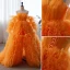 Fashion Orange Pleated Prom Dresses 2023 A-Line / Princess Strapless Sleeveless Backless Sweep Train Prom Formal Dresses