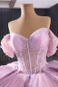 Haut de Gamme Charmant Rougissant Rose Perlage Perle Paillettes Robe De Bal 2025 Robe Boule De l'épaule Manches Courtes Dos Nu Noeud Chapel Train Promo