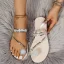 Fashion Gold Summer Beach Rhinestone Womens Sandals 2022 Open / Peep Toe Flat Sandals