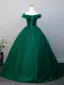 Vintage Dunkelgrün Strass Ballkleider 2025 A Linie Off Shoulder Ärmellos Rückenfreies Lange Ball Festliche Kleider