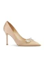 Mode Champagner Perle Schleife Abend Pumps 2024 Leder 8 cm Stilettos Spitzschuh Pumps Hochhackige