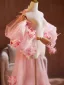 Chic / Belle Rougissant Rose Fait main Appliques Manches Courtes Promo châle 2025