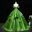 Elegant Green Prom Dresses Ball Gown 2025 Off-The-Shoulder Short Sleeve Backless Floor-Length / Long Formal Dresses