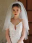 Modest / Simple White Handmade  Pearl Wedding Veils 2025 Tulle