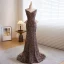 Sexy Scintillantes Doré Paillettes Robe De Soirée 2023 Trompette / Sirène Bretelles Spaghetti Sans Manches Dos Nu Noeud Train De Balayage Soirée Robe De Ceremonie