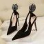Fashion Black Rhinestone Evening Party Suede Womens Shoes High Heels 2022 10 cm Stiletto Heels Pointed Toe Womens Shoes