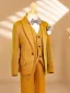 Glitter Yellow Fall Winter 6-piece Long Sleeve Boys Wedding Suits 2025 Body Jewellery Coat Necklace Pants Shirt Tie Vest