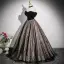 Sexy Black Glitter Prom Dresses 2024 Ball Gown Strapless Sleeveless Backless Floor-Length / Long Prom Formal Dresses