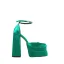 Inhabituel Vert Cocktail Sandales Femme 2022 Faux Diamant Bride Cheville 14 cm Talons Épais Pied Carré Chaussures Femmes Talons Hauts