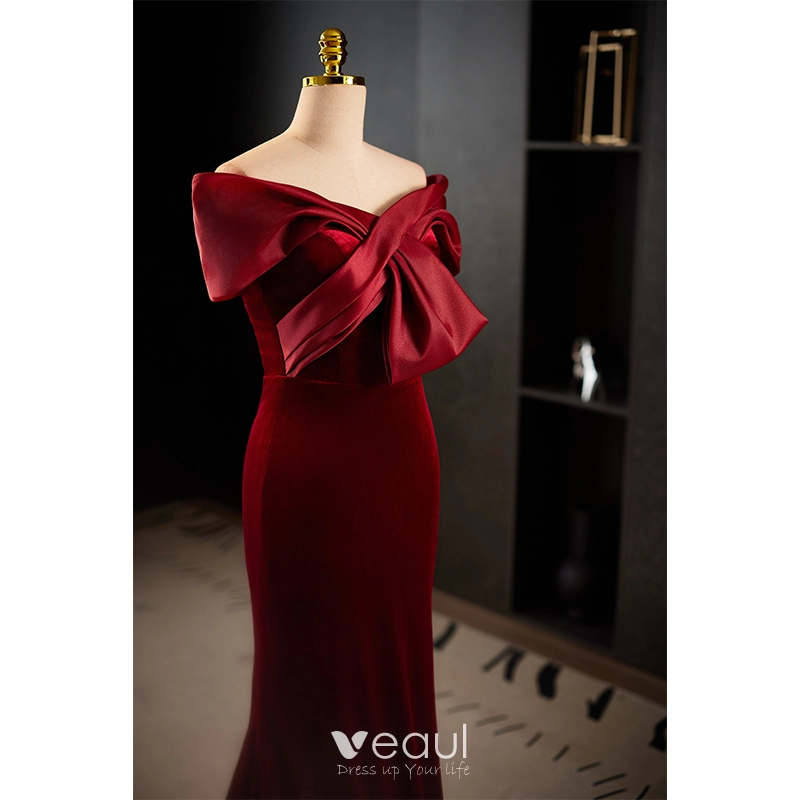 Satin & Velvet Trumpet Mermaid Burgundy Prom Dress Satin & Velvet Trumpet Mermaid Burgundy Prom Dress