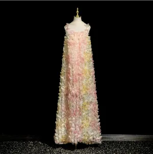 Fée Des Fleurs Multi Couleurs Appliques Robe De Bal 2025 Princesse Bretelles Spaghetti Sans Manches Dos Nu Longue Robe De Ceremonie