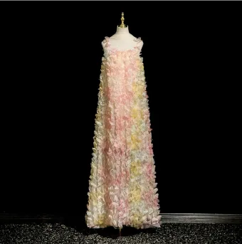 Fée Des Fleurs Multi Couleurs Appliques Robe De Bal 2025 Princesse Bretelles Spaghetti Sans Manches Dos Nu Longue Robe De Ceremonie