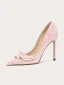 Charmant Perle Pailletten Leder Pink Brautschuhe 2024 10 cm Stilettos Spitzschuh Hochzeit Pumps Hochhackige