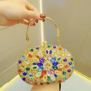 Sparkly Gold Multi Colors Rhinestone Evening Party Clutch Bags 2025
