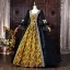 Vintage / Retro Medieval Black Halloween Lace Flower Printing Bow Prom Dresses 2026 Ball Gown Square Neckline Bell sleeves Floor-Length / Long Formal Dresses