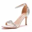 Charmant Weiß Strass Brautschuhe 2022 Knöchelriemen 8 cm Stilettos Peeptoes Hochzeit Sandaletten Hochhackige