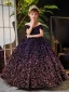 Sparkly Purple Sequins Birthday Flower Girl Dresses 2024 Ball Gown Scoop Neck Short Sleeve Backless Floor-Length / Long