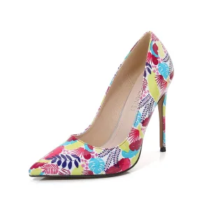 Fantaisie Multi Couleurs Griffonnage Vêtement De Rue Blanche Escarpins 2023 12 Cm Talons Aiguilles À Bout Pointu Escarpins Talons Hauts