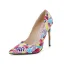 Schick Multifarben Gekritzel Strassenmode Weiß Pumps 2023 12 cm Stilettos Spitzschuh Pumps Hochhackige