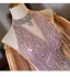 Fashion Blushing Pink Glitter Rhinestone Sequins Prom Dresses 2025 A-Line / Princess High Neck Sleeveless Backless Floor-Length / Long Tulle Prom Formal Dresses