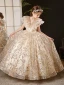 Bling Bling Multi-Colors Sequins Champagne Birthday Flower Girl Dresses 2024 Ball Gown V-Neck Sleeveless Floor-Length / Long