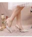 Charming White Lace Flower Rhinestone Pearl Wedding Shoes 2023 8 cm Stiletto Heels Pointed Toe Wedding Sandals High Heels