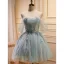 Sexy Sage Green Short Party Dresses 2023 A-Line / Princess Strapless Sleeveless Backless Beading Pearl Sequins Evening Party Party Dresses