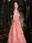 Schöne Rosa Pailletten Applikationen Ballkleider 2023 A Linie Bandeau Ärmellos Rückenfreies Schleife Stoffgürtel Lange Ball Festliche Kleider