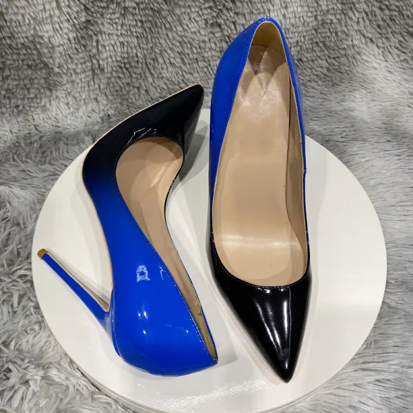 Mode Grön Patchwork Fest Lackläder Pumps 2022 12 cm Stilettklackar Spetsiga Pumps Högklackade