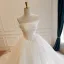 High End Weiß Handgefertigt Applikationen Spitze Blumen Brautkleider / Hochzeitskleider 2026 Ballkleid Bandeau Ärmellos Rückenfreies Lange