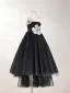 Sparkly Black Beading Sequins Flower Birthday Flower Girl Dresses 2024 A-Line / Princess Scoop Neck Sleeveless Backless Tea-length