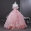 Flower Fairy Blushing Pink Beading Appliques Cascading Ruffles Prom Dresses 2025 Ball Gown Strapless Sleeveless Backless Floor-Length / Long Formal Dresses