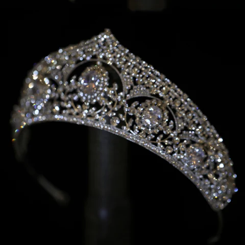 Glitzernden Silber Strass Hochzeit Diadem 2022 Zirkon Legierung Tiara Haarschmuck Braut