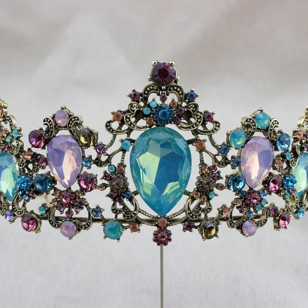 Vintage Multi-Kolory Rhinestone Stop Tiara Ozdoby Do Włosów Ślubne 2023 Ślub