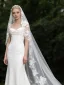 Vintage / Retro White Lace Flower 3 m Wedding Veils 2026 Tulle
