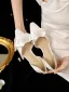 Chic / Beautiful White Leather Pearl Bow Lace Wedding Shoes 2024 7 cm Stiletto Heels Pointed Toe Wedding High Heels