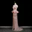Sexy Rødmende Rosa Rhinestone Paljetter Asymmetrisk Selskapskjoler 2025 Trompet / Havfrue Kjæreste Uten Ermer Ryggløse Feie Tog Formelle Kjoler
