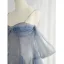 Charmant Bleu Ciel Perlage Paillettes Robe De Bal 2023 Princesse Bretelles Spaghetti Sans Manches Dos Nu Longue Promo Robe De Ceremonie