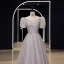 Scintillantes Argenté Gris Glitter Paillettes Robe De Bal 2023 Princesse Encolure Dégagée Manches Courtes Dos Nu Longue Promo Robe De Ceremonie